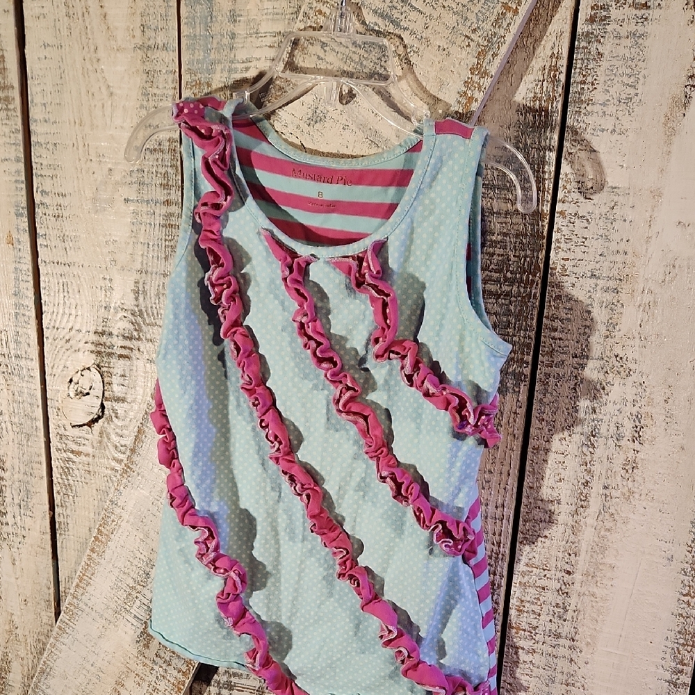 Mustard Pie Pink and Blue Ruffle Tank Top